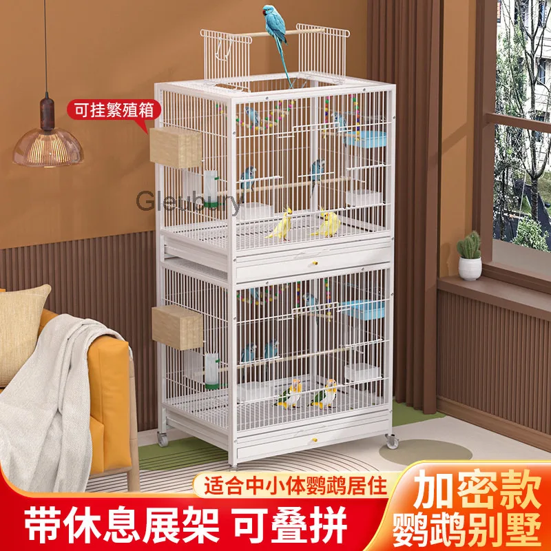cage, parrot cage, Bird luxury villa, large size, double-layer, three-layer, stackable, suitable for cockatiel, lovebird, sun