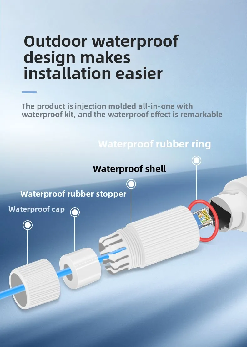 48 فولت إلى 12 فولت POE Spliter مقاوم للماء مع كابل محول الفيديو والطاقة وحدة إمداد حاقن لموسع كاميرا IP