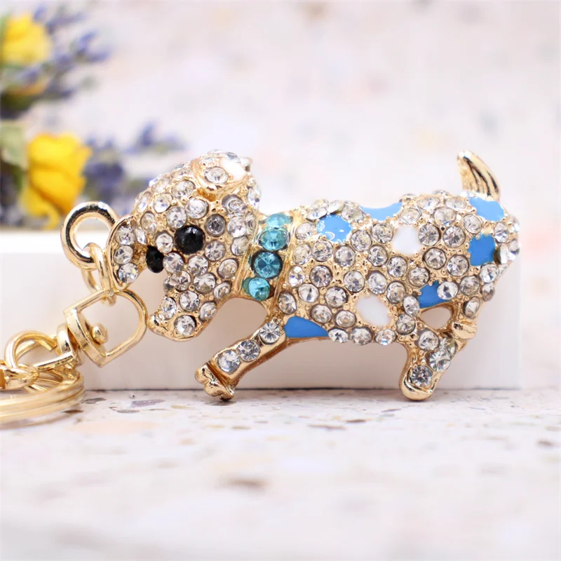 Lucky Smile Cute Dog Crystal Puppy Rhinestone Keyrings Key Chains Holder Purse Bag For Car Xmas Gift Keychains Jewelry