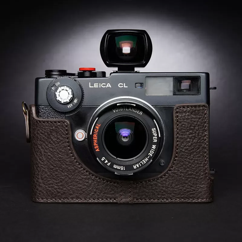 For Leica CL Film Genuine Leather Cowhide Camera Bag Body Half Case