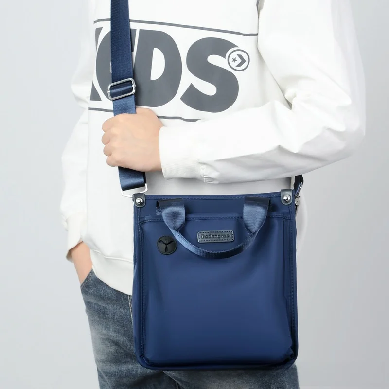 Холщовая сумка через плечо из ткани быка, мужская сумка на одно плечо, Sli, корейская мода, небрендовая, лето 2029, нейлоновый материал