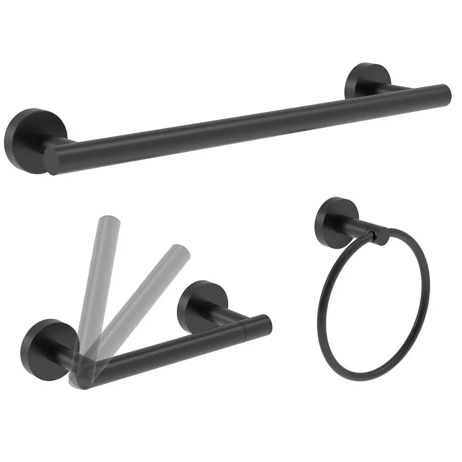 

Bathroom Hardware Set with Matte Black Toilet Paper Holder, Towel Ring, Towel Bar SUS304 Stainless Steel Toilet Paper Roll Holde