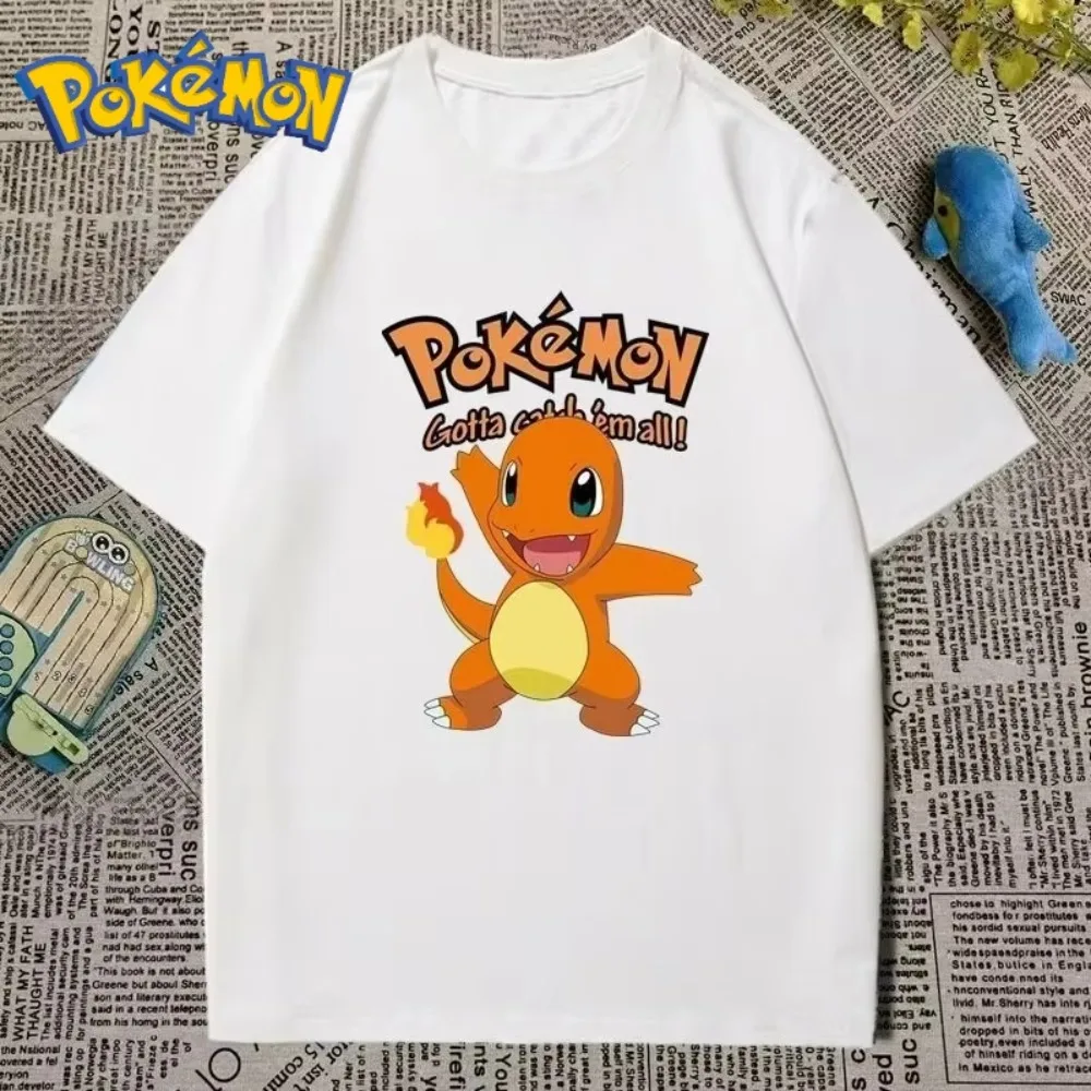 

MINISO Pokémon Cartoon Charmander Creative Print T-shirt Summer New Men's and Women's Loose Casual Trend Short-sleeved Top