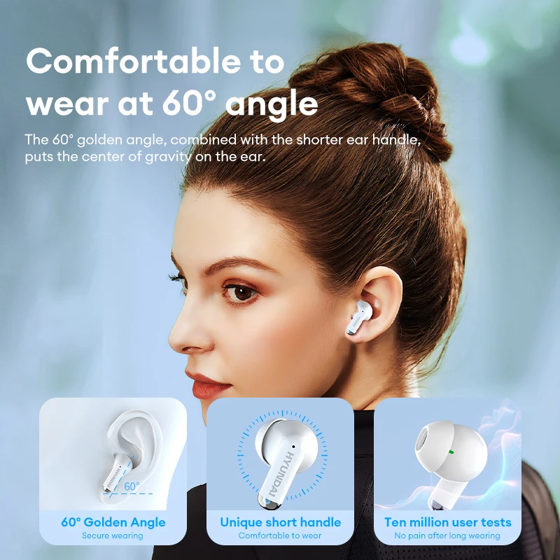 Choice Original HYUNDAI HY-Y10 TWS Wireless Bluetooth Earphones smi-in-ear Ergonomic 5.4 Stereo Music Calls For Sports