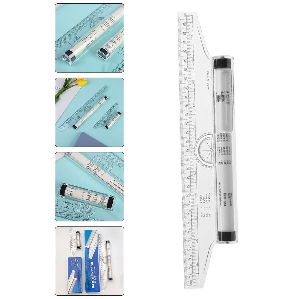 15cm Multi-purpose Rolling Ruler | Plastic Measuring Rolling Ruler for Parallel Lines, Angle Measurement & Drawing Design (Blue)