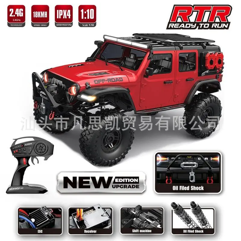 2.4ghz atualização r1011 rc carro 1:10 4wd modelo em escala completa carro de escalada veículo off-road brinquedo com guincho elétrico e luz respiratória
