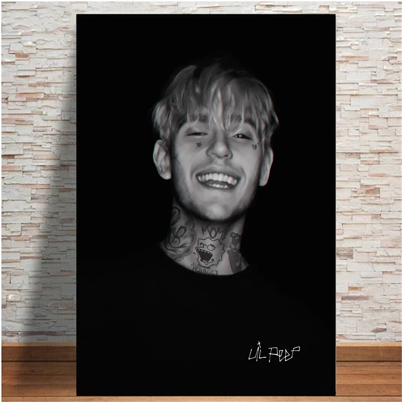 Modern R I P Rapper Music Star Lil Peep Portrait Poster Canvas Paintings Wall Art Picture for Living Room Home Decoration Cuadro