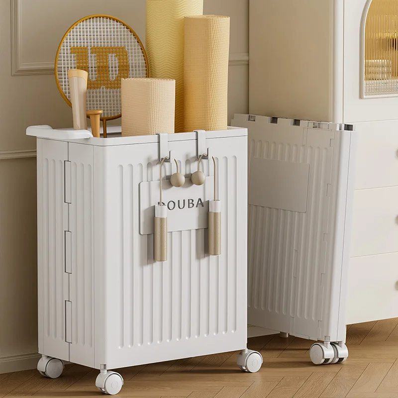 

Yoga Mat Storage Basket with Wheel Sports Tools Foam Roller Finishing Storage Box Equipment Shelf