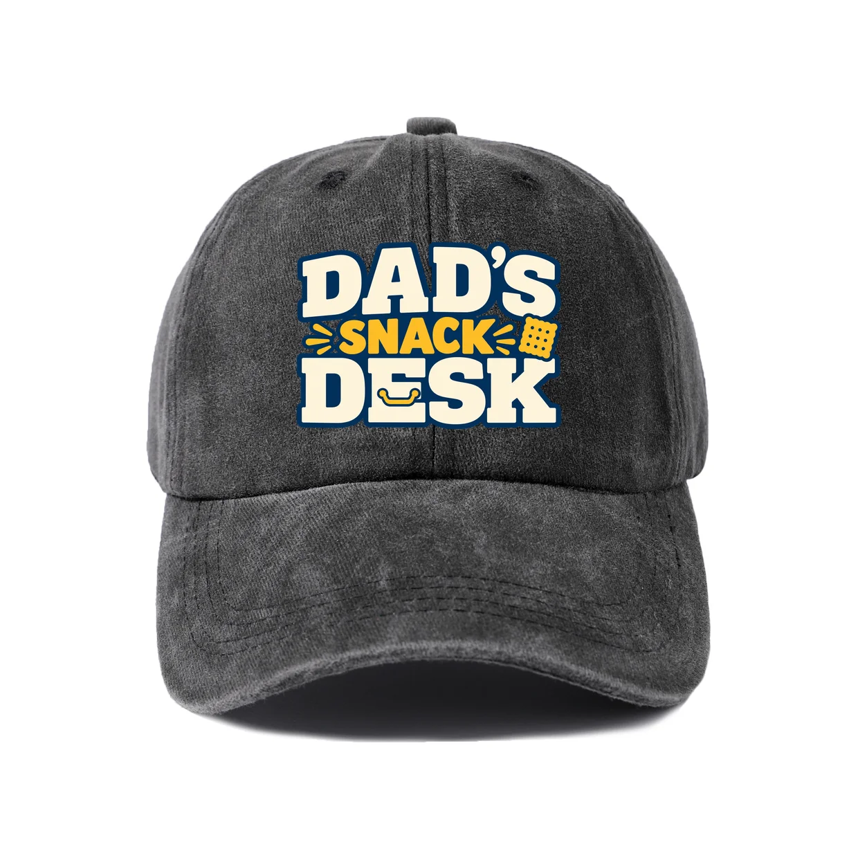 Dad Snack Desk Graphic Vintage Washed Baseball Cap, Adjustable Unisex Dad Hat, Casual Gift