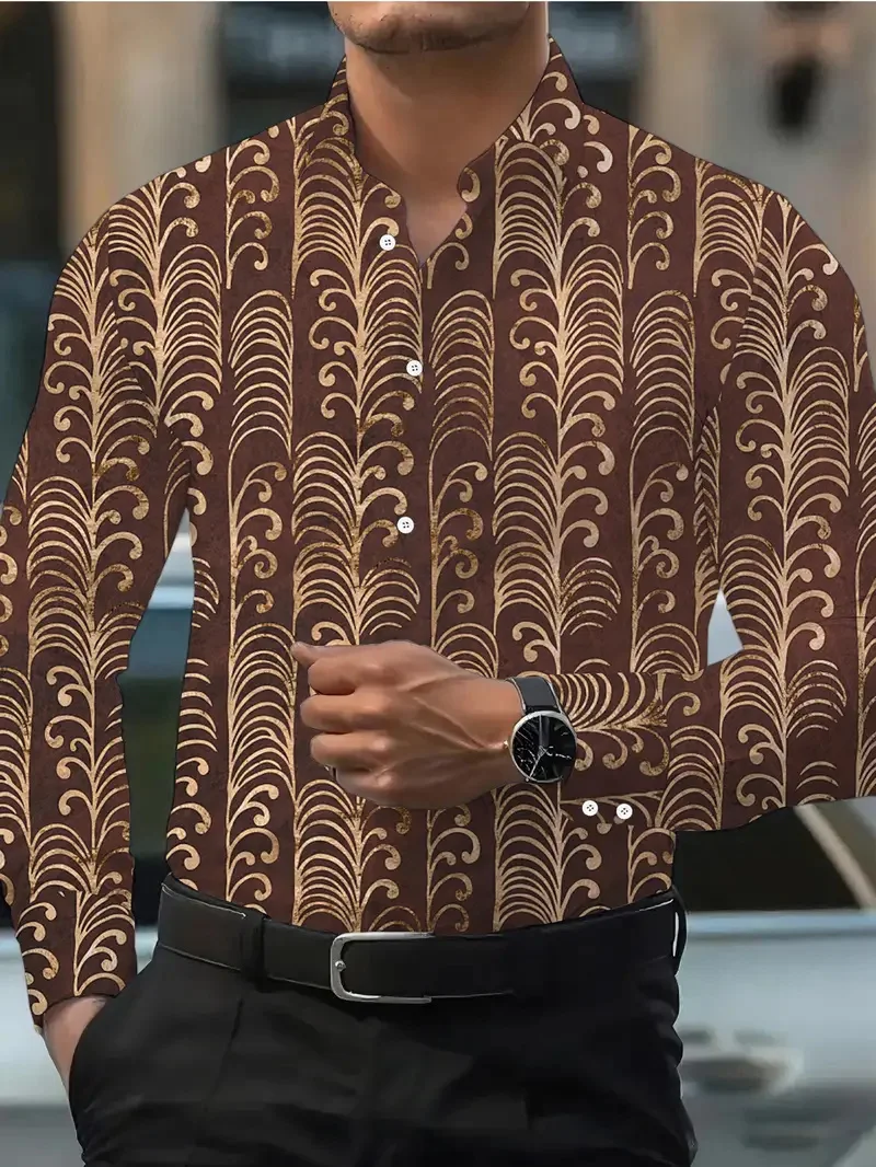 

Colorful Floral Pattern Hawaiian Men's Long Sleeve Shirt Luxury Fashion 3D Printed Shirt Casual Long Sleeve Top Shirt