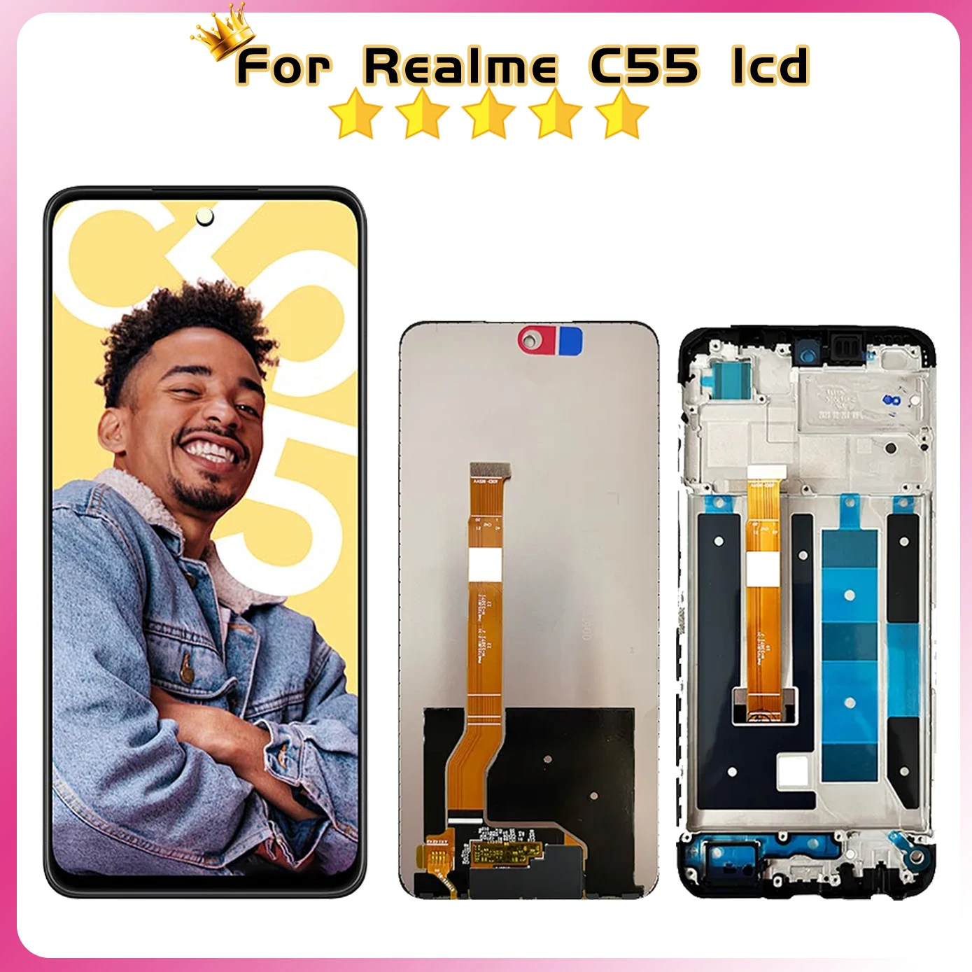 6.72'' For OPPO Realme C55 RMX3710 LCD Replacement Repair Parts Display Touch Screen Digitizer Assembly for RealmeC55 LCD