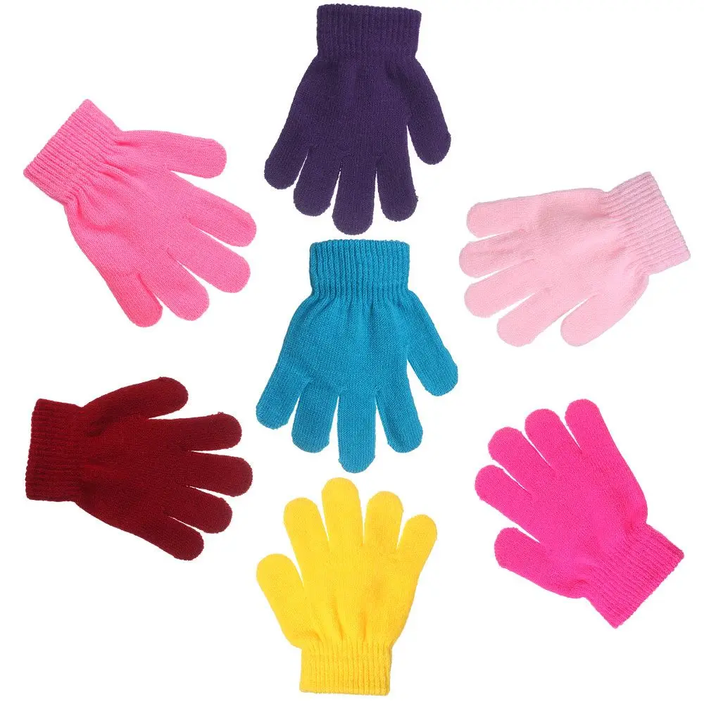 

Children Winter Warm Magic Glove Girl Boy Kid Stretchy Knitted Full Finger Gloves Children's Figure Skating Special Gloves