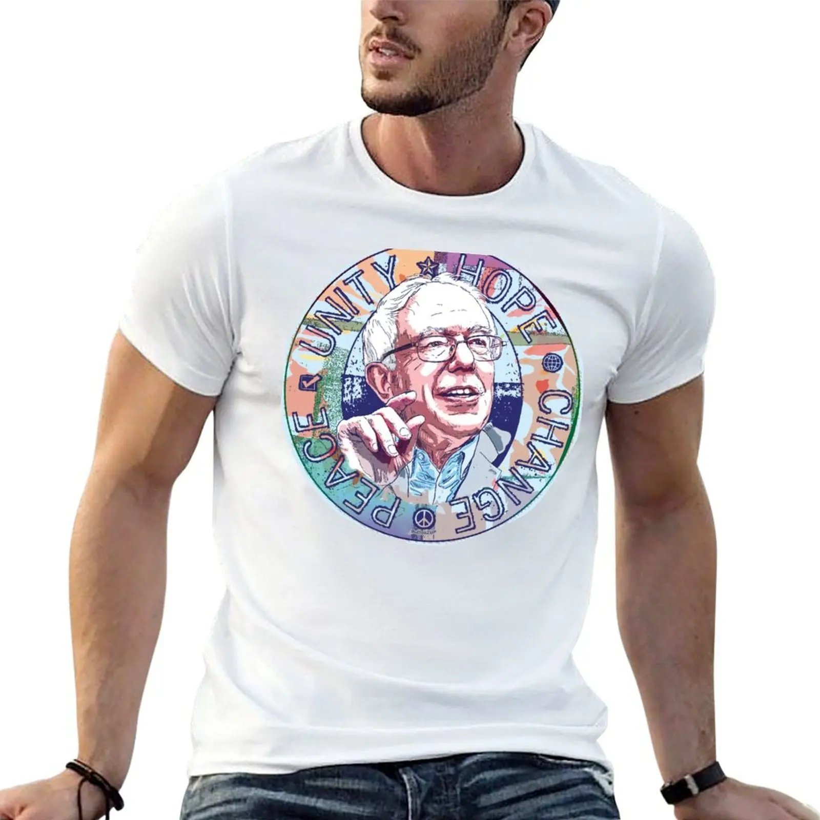 Bernie Unity Hope Peace Change 2016 T-shirt à manches courtes pour la course à pied