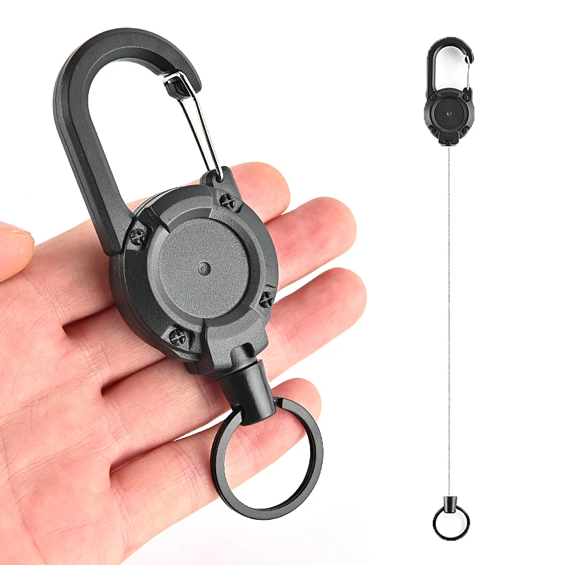 Shawto Elastic Fly Fishing KeyChain Retractor Tools Extractor Keeper Retractable Zinc Alloy Key Rings Fly Tying Equipment