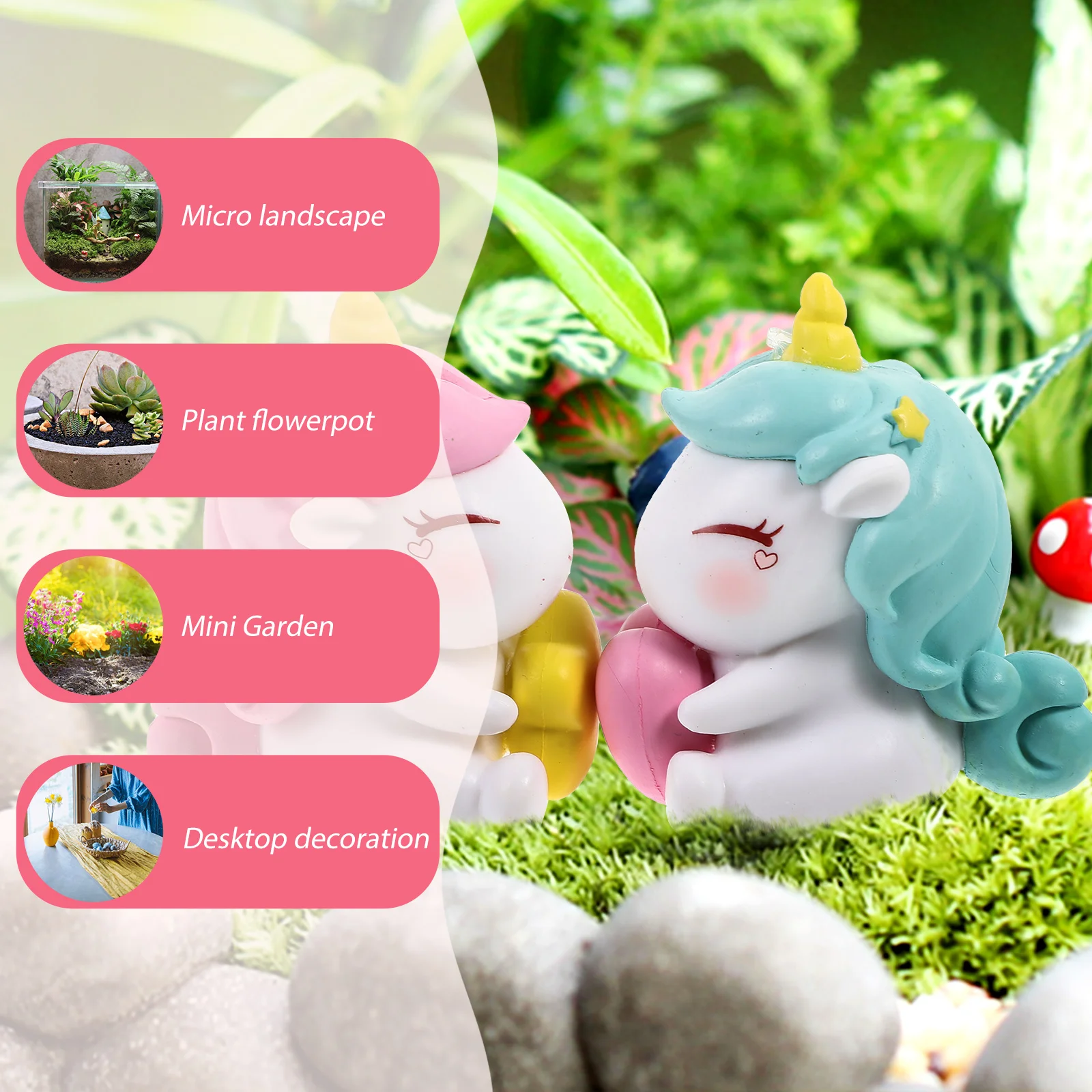

4 Pcs Accessories Unicorn Ornaments Decorative Mini Statue Resin Miniature Decoration