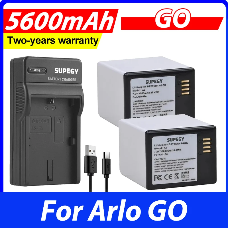 

SUPEGY 7.2V 3660mAh Battery + USB Charger for Arlo GO