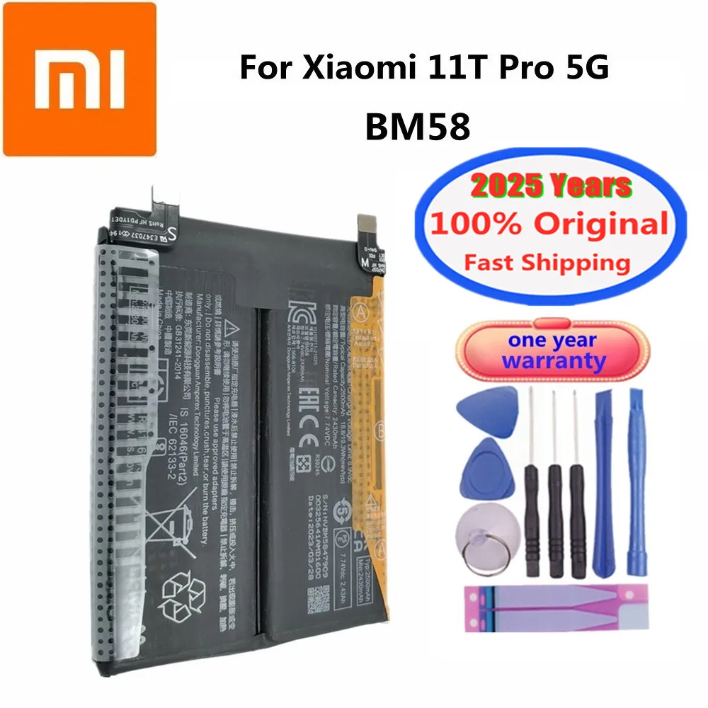 2025 Years Xiao mi BM58 Original Phone Battery For Xiaomi 11T Pro 5G 11TPro Bateria 5000mAh High Quality Batteries Bateria