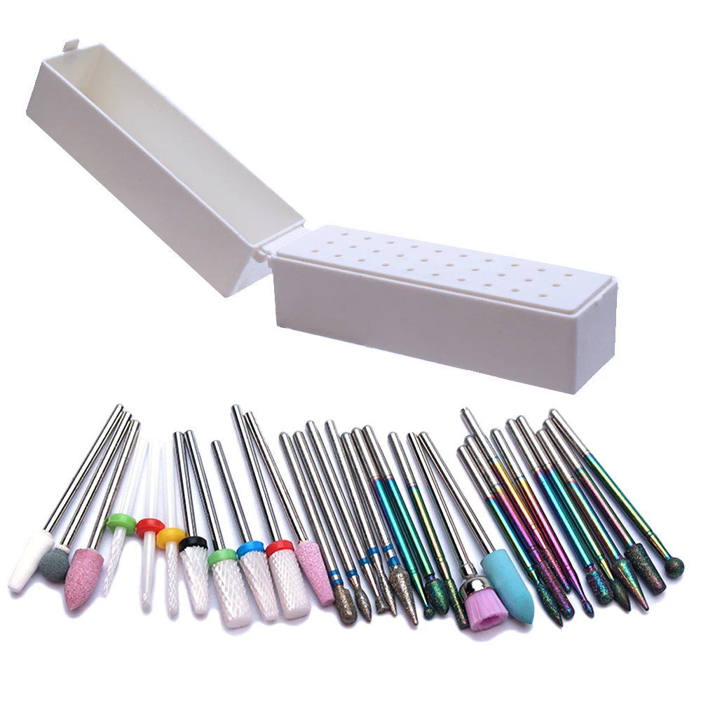 30 قطعة عدة السيراميك الماس إهاب مسمار لقمة ثقب مجموعة قاطعة المطحنة للمنزل صالون الاكريليك هلام مسمار مانيكير باديكير أدوات #6