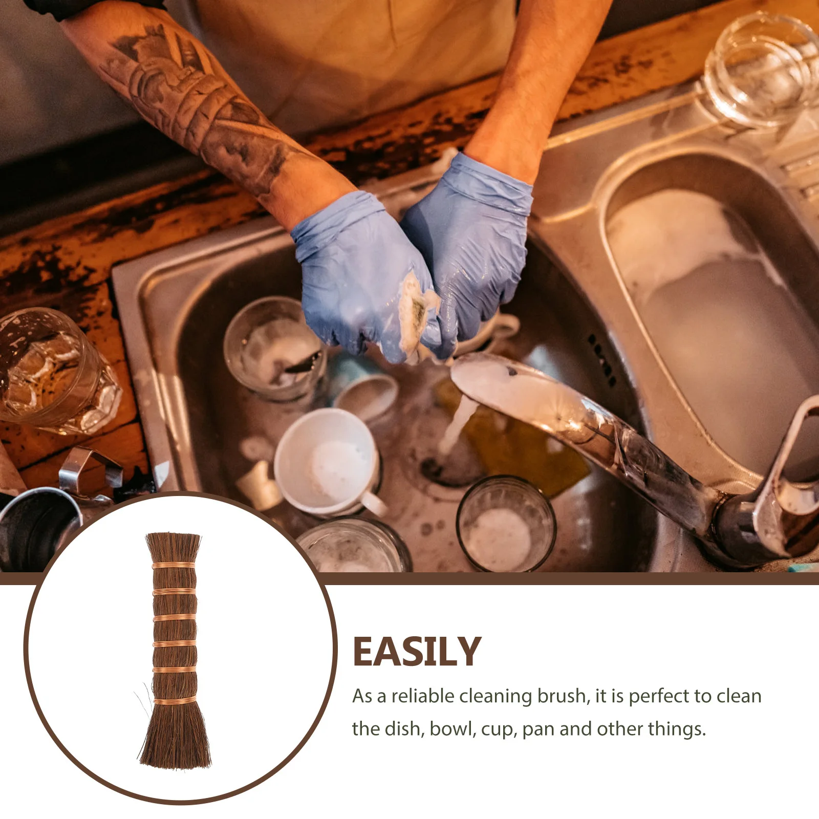 

1Pcs Tea Tray Brush Durable Kitchen Cleaning Brush Handheld Tableware Cleaner for Dishes Bowls Pans Kitchen Supply