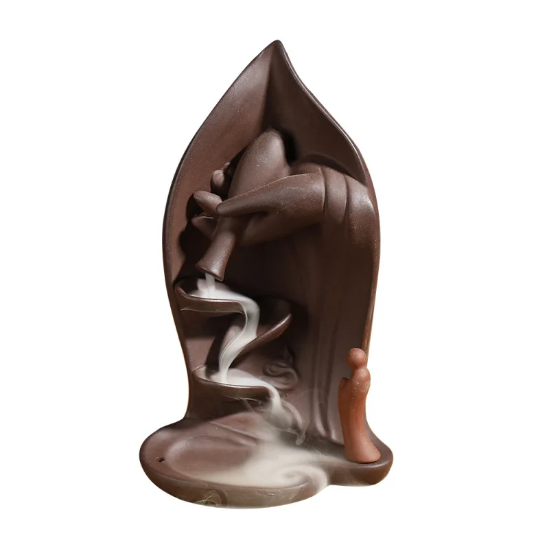 Purple Clay Backflow Incense Burner Buddha Hand Zen Backflow Incense Burner Zen Backflow Sandalwood Burner Ornament Incense Cere