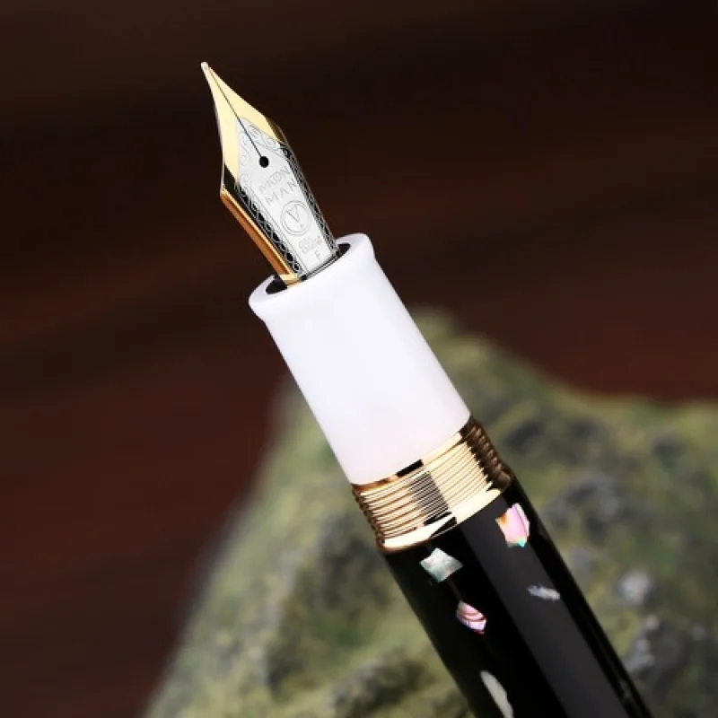 Pluma estilográfica de resina y concha A+Majohn M400, punta EF/F con convertidor, bolígrafo de regalo para escribir