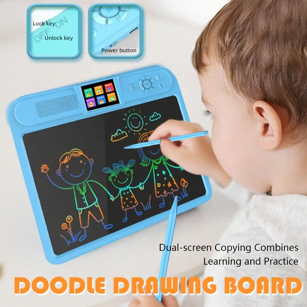 2 w 1 Mówiące Karty Edukacyjne i Tablet LCD do Pisania, Zabawka Edukacyjna do Nauki Angielskiego z Dźwiękiem, Prezent dla Dzieci, Tablica do Rysowania
