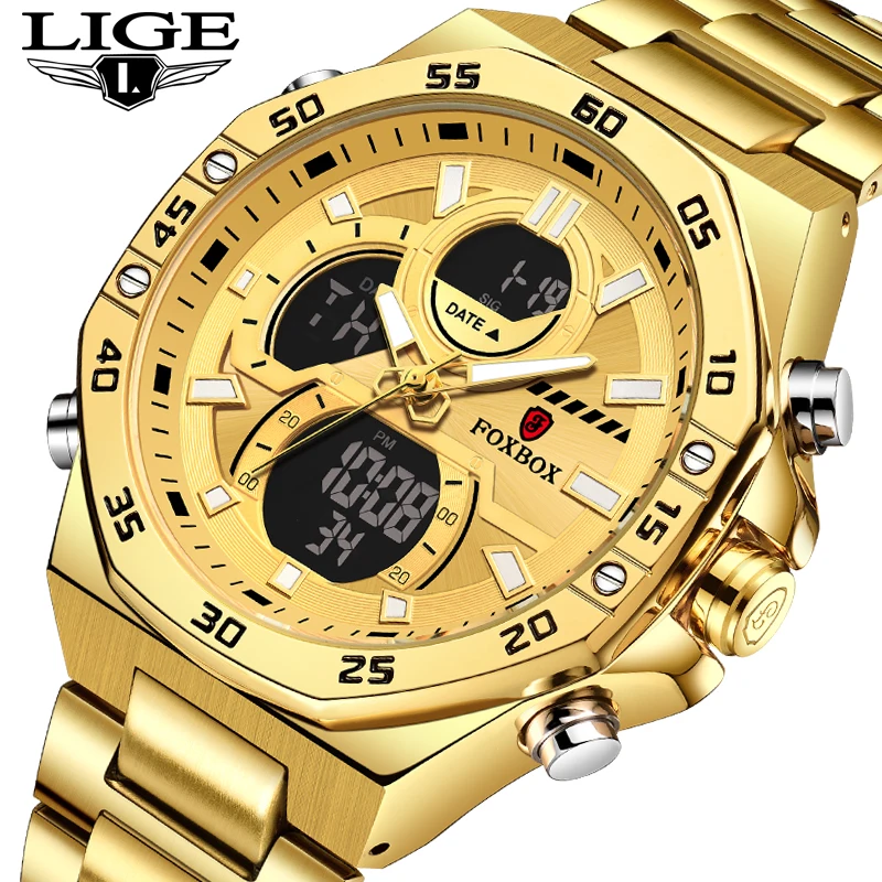 LIGE  Digital Men Military Watch Waterproof Wristwatch LED Quartz Clock Sport Watch Male Big Watches Men Relogios Masculino