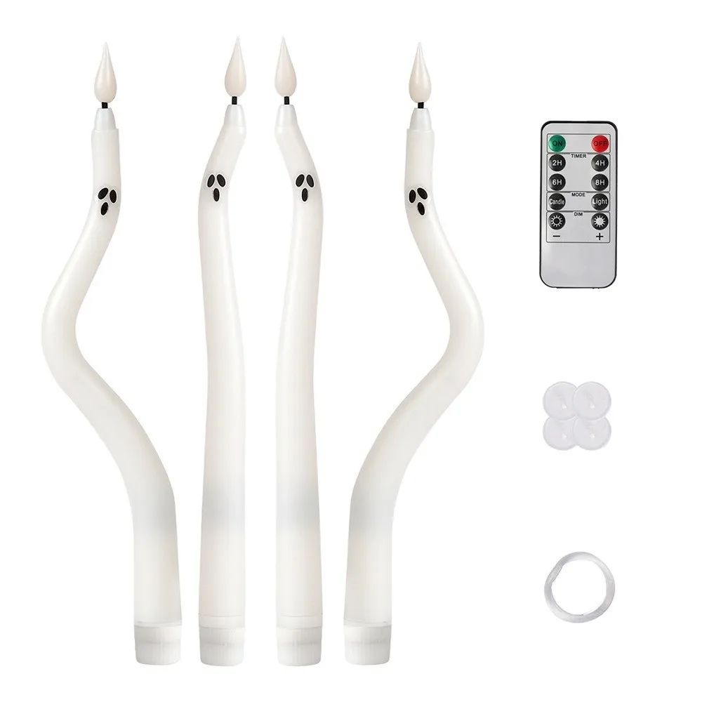 S-Shaped LED Electronic Candles Twisted Long Stem Long Pole Fake Candles Battery Operated Flickering Flameless Candles