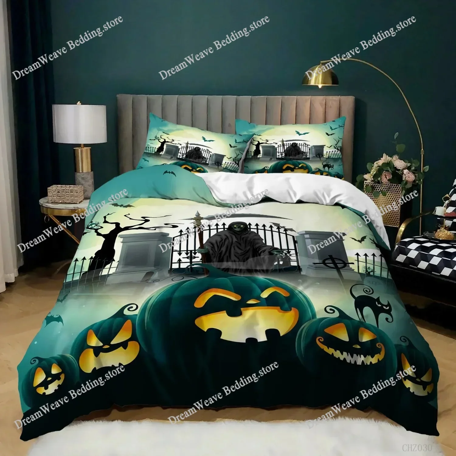 Halloween Duvet Cover Cartoon Pumpkin Twin Comforter Cover Lantern Bedding Set Microfiber Ghost Quilt Cover for Kids Boys Girls