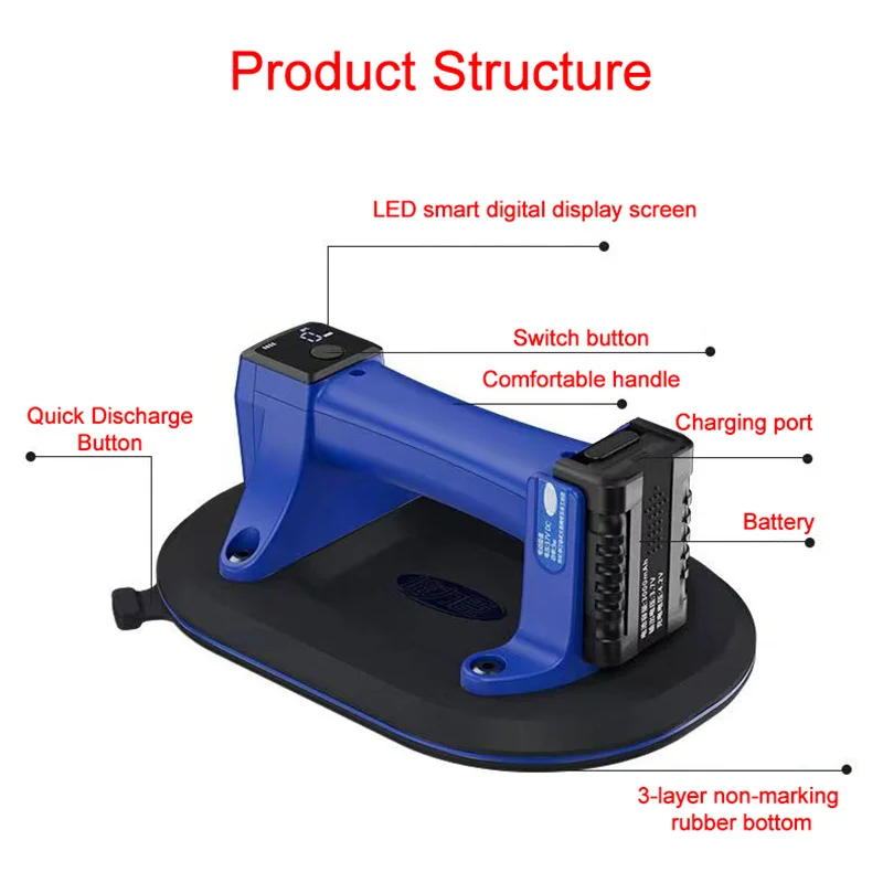 Intelligent Digital Display Electric Vacuum Suction Cup 230kg Vacuum Suction Cup Suitable for Granite Tile Glass