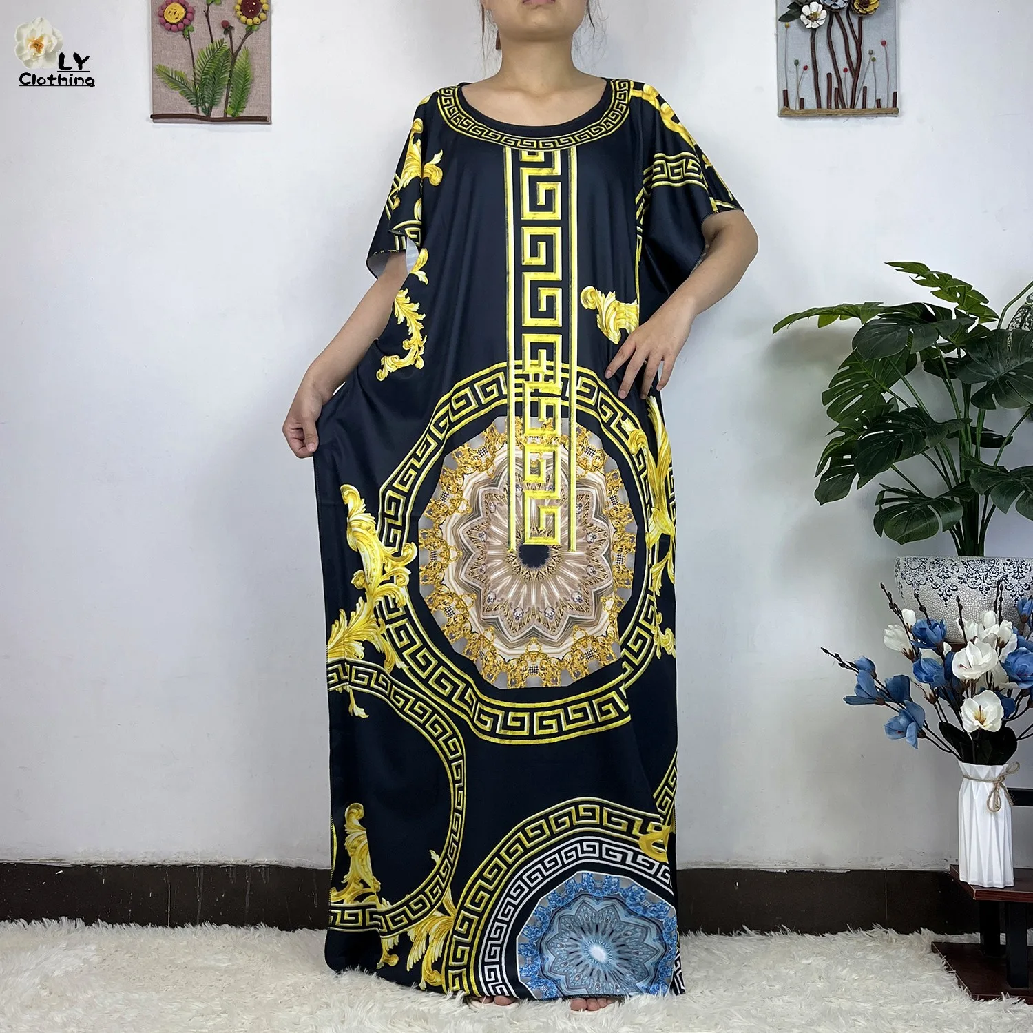 Muslim clothing Casual Dresses 2023 New African Dashiki Floral Printing Cotton Lady Summer Maxi Casual Dresses