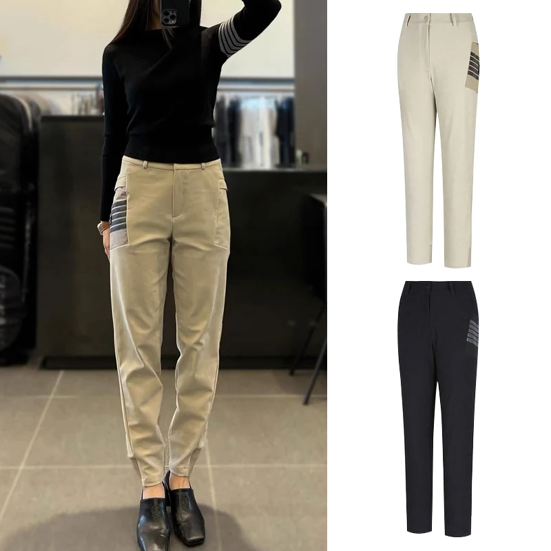 Korean Golf Clothing Women's Autumn New Solid Color Printed Golf Pants Tight Leg Show Thin Pencil Golf Trousers