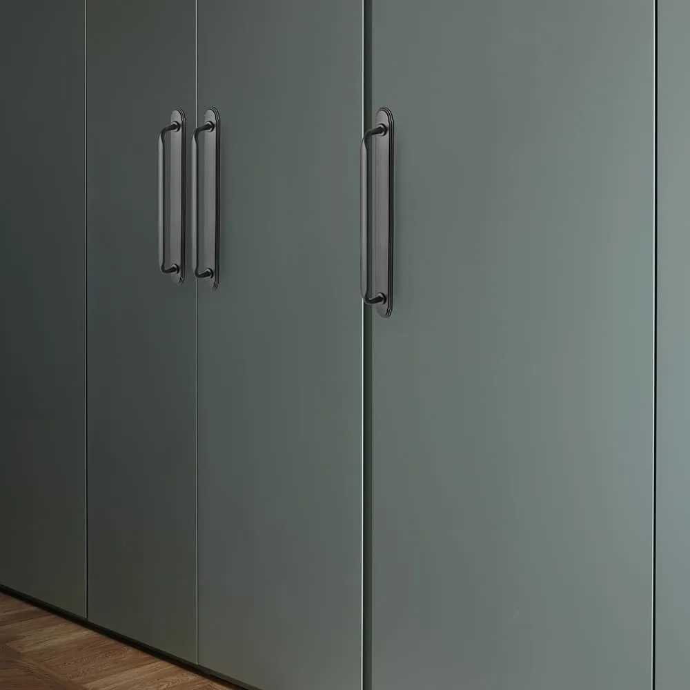 مقابض خزانة من سبائك الزنك مع لوحة خلفية - أجهزة سحب من المنتصف إلى المركز مقاس 7.56 بوصة لغرف النوم والمطابخ، عبوتان