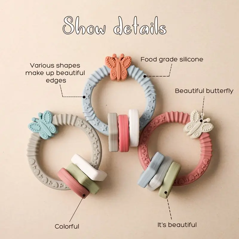 1pc Baby Silicone Teether Bracelet Toys Butterfly Shaped Teether BPA Free Baby Nursing Newborn  Tooth Health Care Teething Toys