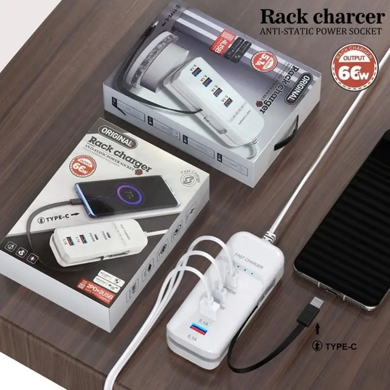 652F Space Saving Power Strips with PD Fast Charging Capability and 2 USB Connection