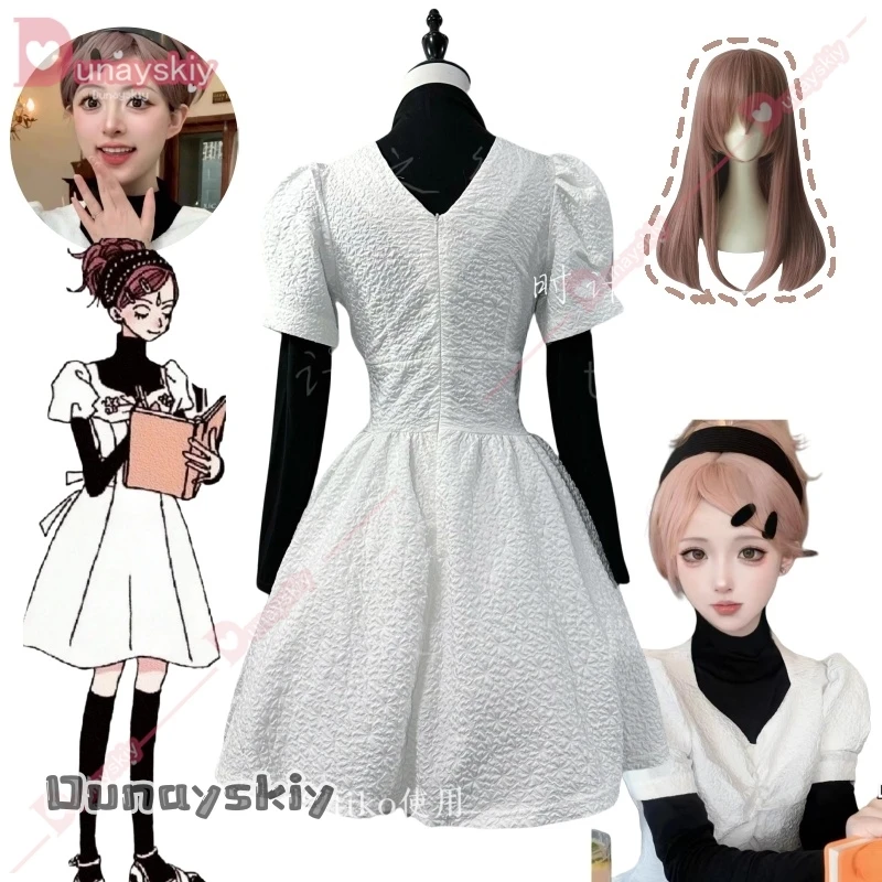 Anime Komatsu Nana Cosplay Costume NANA Working Clothes White Puffed Sleeve Waist Dress Daily Outfit Role Play 25Halloween Party