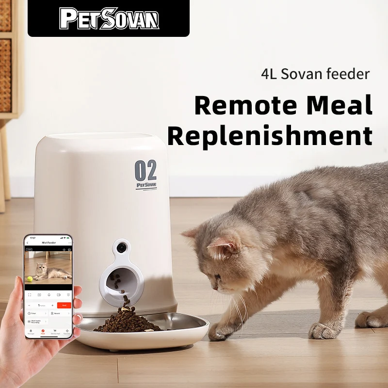 4L Pet Smart Automatic Feeder Timed Feeding Remote Voice Control Household Video for Dogs Cats Wholesale