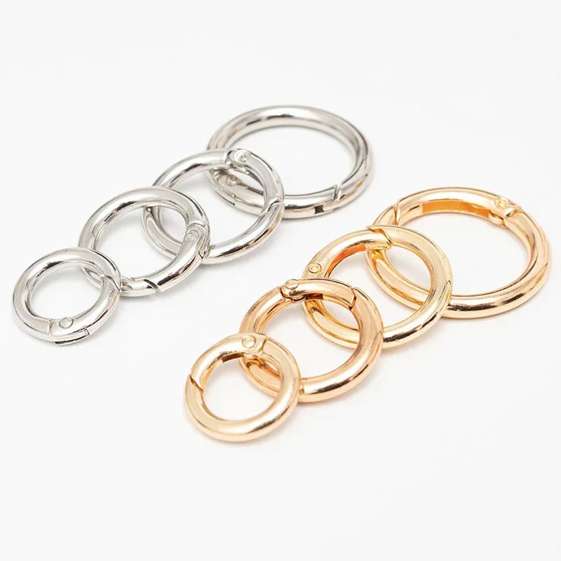 10pcs Metal O Ring Spring Clasps for DIY Jewelry Openable Round Carabiner Keychain Bag Clips Hook Dog Chain Buckles Connector