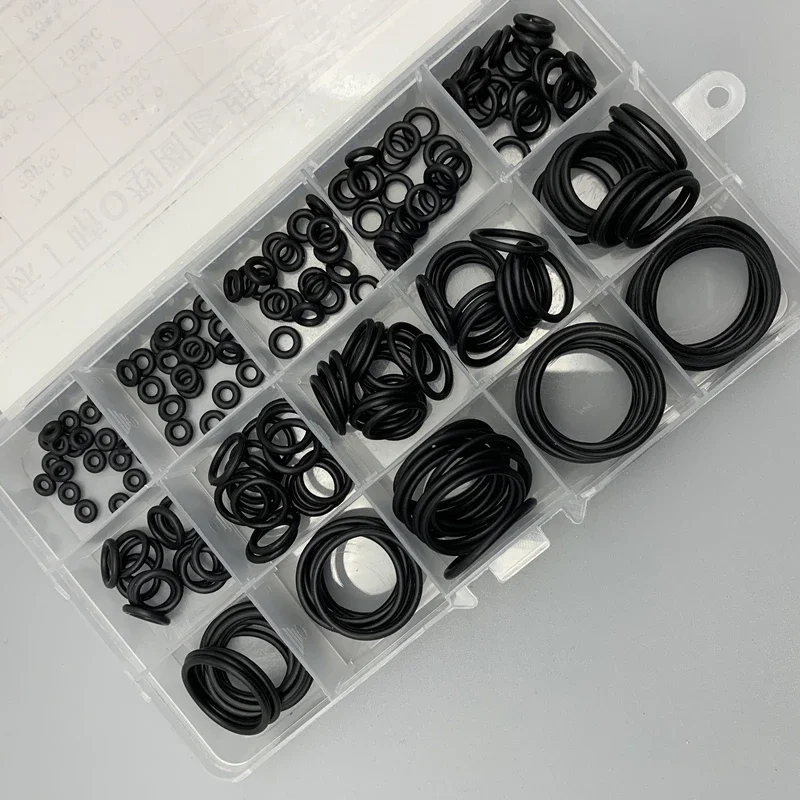 225-teiliges NBR O-Ring-Dichtungsset mit verschiedenen Spezifikationen, 1,9 mm CS, öl- und wasserdichte Dichtungen für Landmaschinen, Auto-Wasserpumpen und Hydraulikleitungen