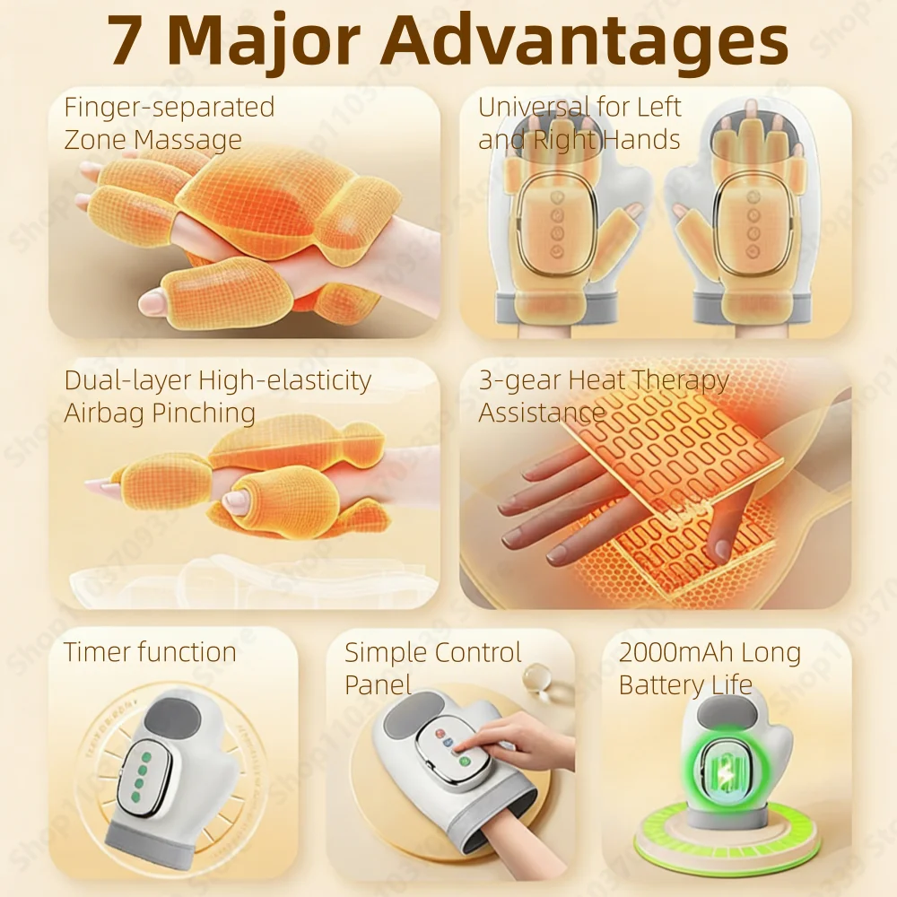 

Wireless Electric Hand Massager Air Compression Hot Compress Palm Acupoint Massager Finger Arthritis Numbness Muscle Relaxation