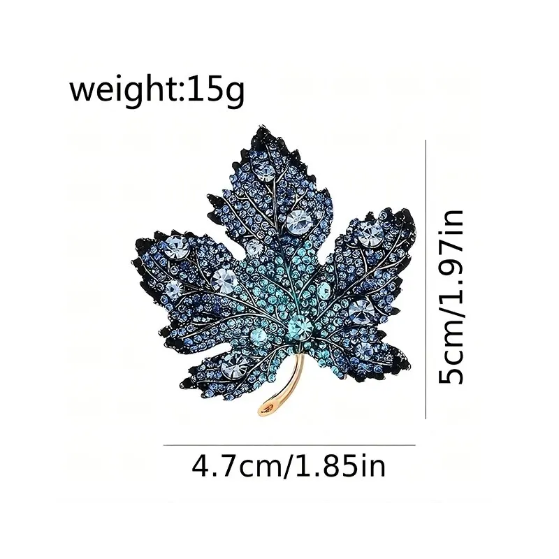 Trendy Red Maple Leaf Metal Brooches For Women Men Crystal Plant Brooch Party Birthday Winter Jewelry image 5