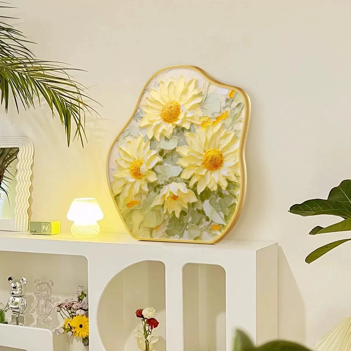 10-inch, 20x25cm French Relief Floral Decorative Painting, Bedside Decoration, Living Room Calming Display Set