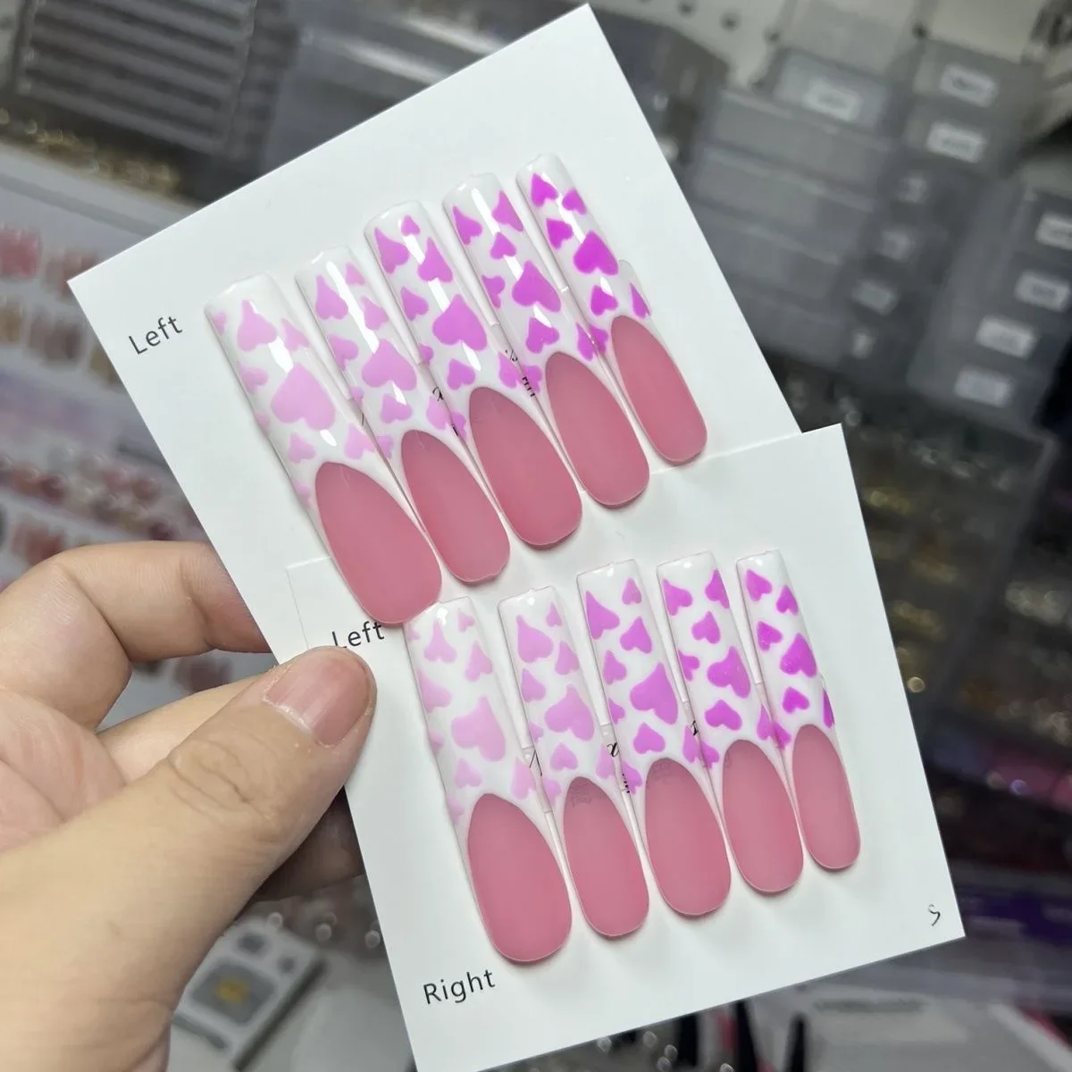 Hecho a mano 10CM púrpura Y2K largo cuadrado prensa en uñas personalizado XXXL acrílico puntas de uñas postizas Bling uñas postizas con pegamento fiesta