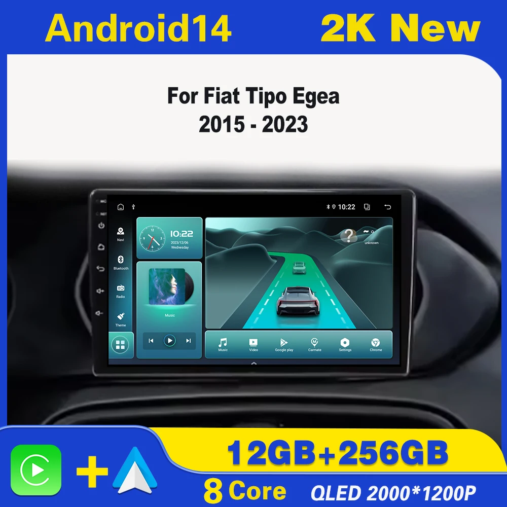 

Android 14 For Fiat Tipo Egea 2015 - 2023 Car Carplay Auto Radio Stereo Multimedia Player GPS Navigation No 2din DvD 5G wifi BT