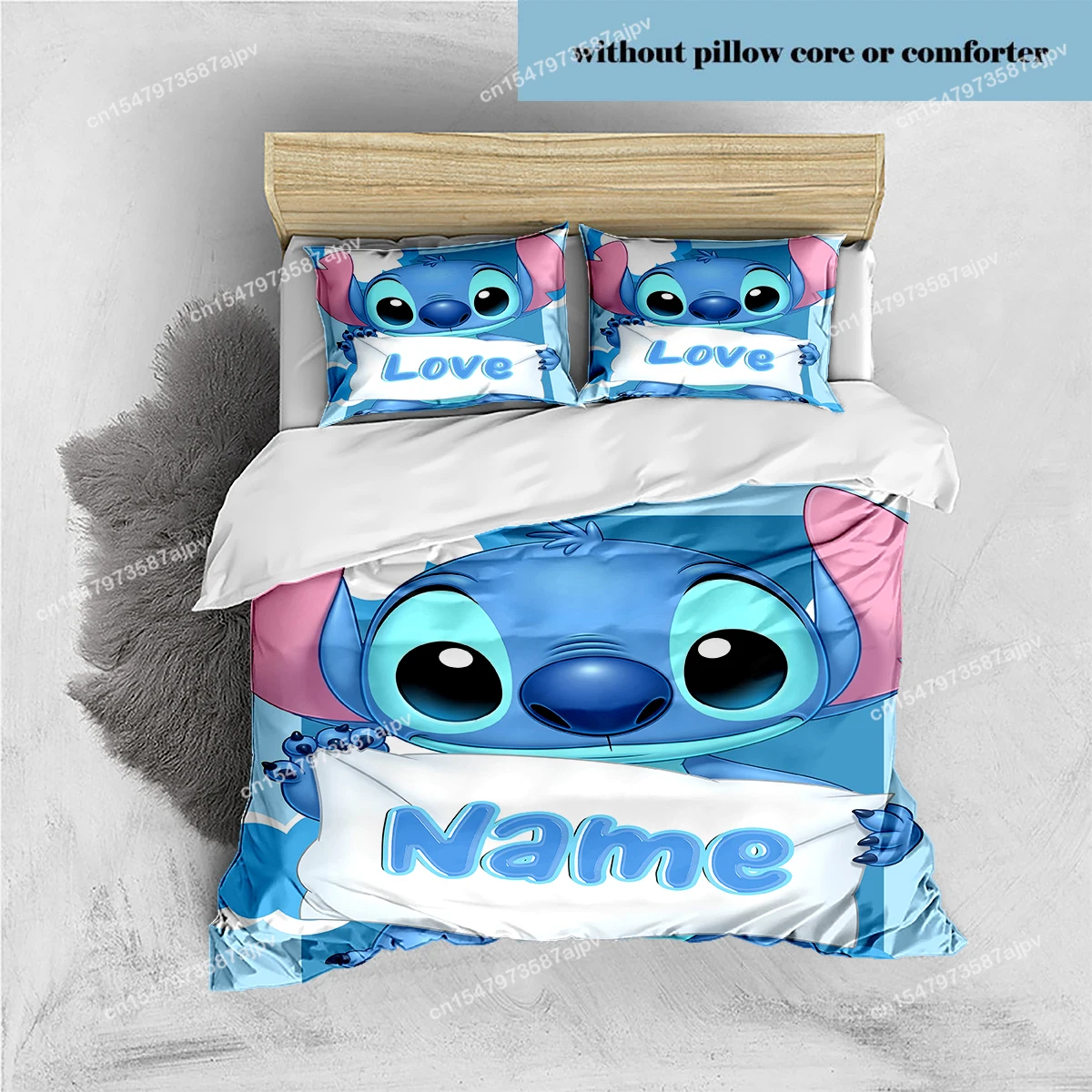 Personalized Duvet Custom Cute Stitch Bedding Set King Twin Double 3 Piece Polyester Duvet Cover Set Christmas Gift Decor-QIANG