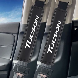 2Pcs Nappa Leather Seat Belt Shoulder Cover Protection Pads for Hyundai Tucson Badge IX30 IX45 Accent Kona Elantra Sonata