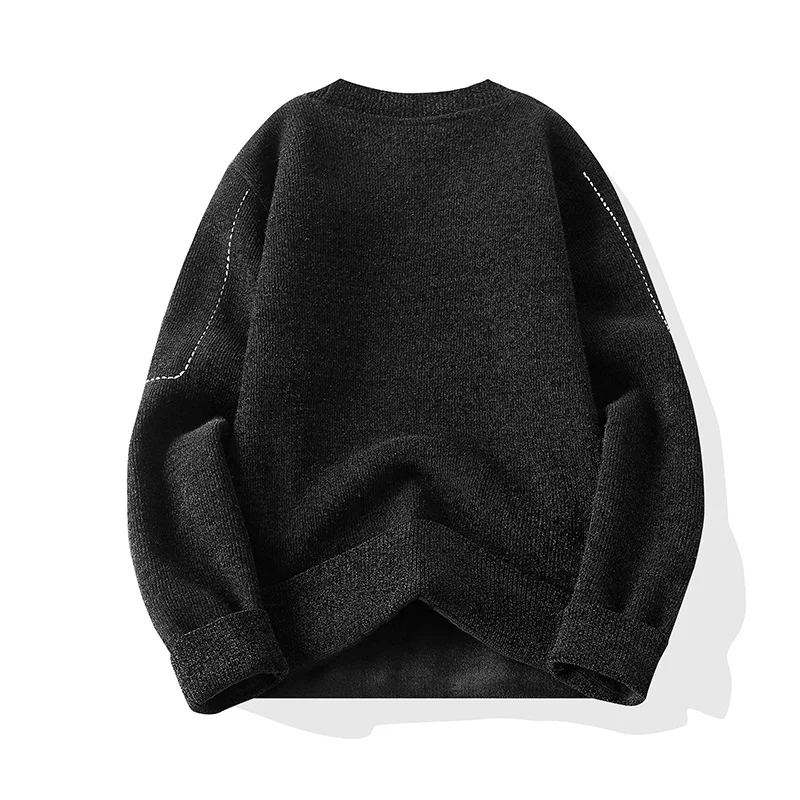 New Warm Autumn Winter Knitwear Round Neck Thicken Bottoming Shirt Knit Sweater Double-sided Pullover Jacket Solid Fashion Tops
