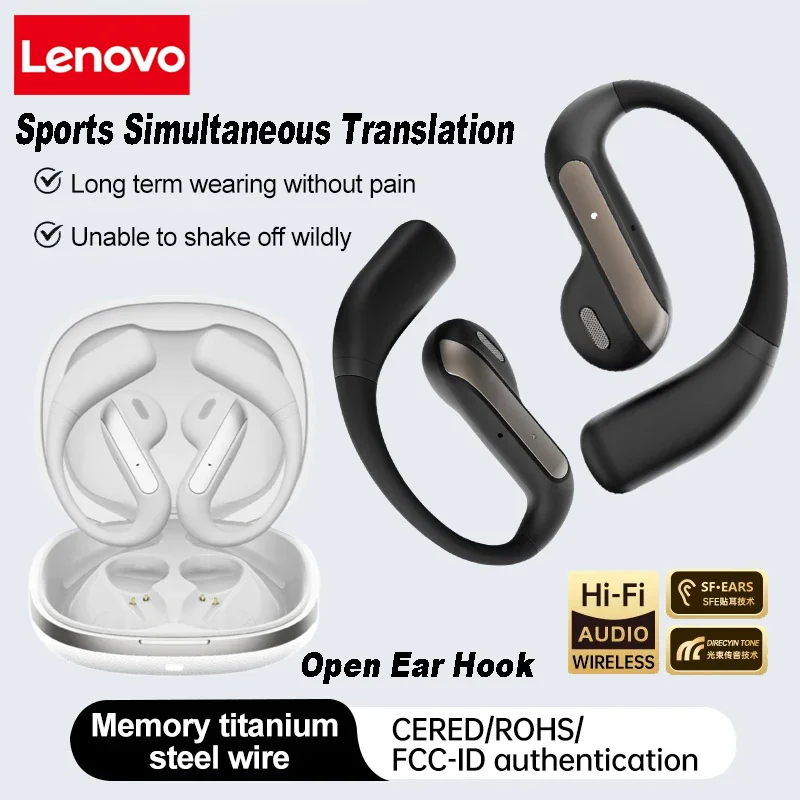 Lenovo AI Smart Translation Headset Stereo Sound Semi-in-ear Air Conduction True Wireless Waterproof Sports Bluetooth Headset — product photo 1 of 1