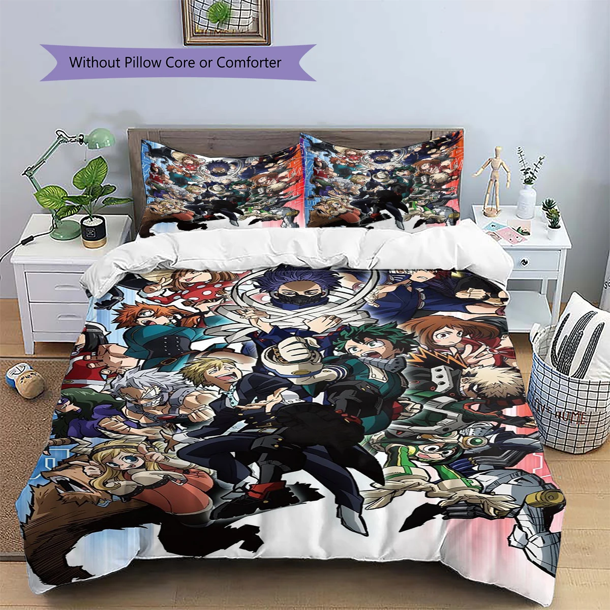 My Hero Academia Nice Fan Gift Anime Bedding Daily Use Patterned Duvet Cover Set Bedroom Ornament -xia43