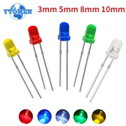 50/100pcs LED-Diode sortiert Kit LED 3mm /5mm/8mm/10mm Lichter emittierende Dioden elektronische DIY-Kits rot gelb blau grün weiß